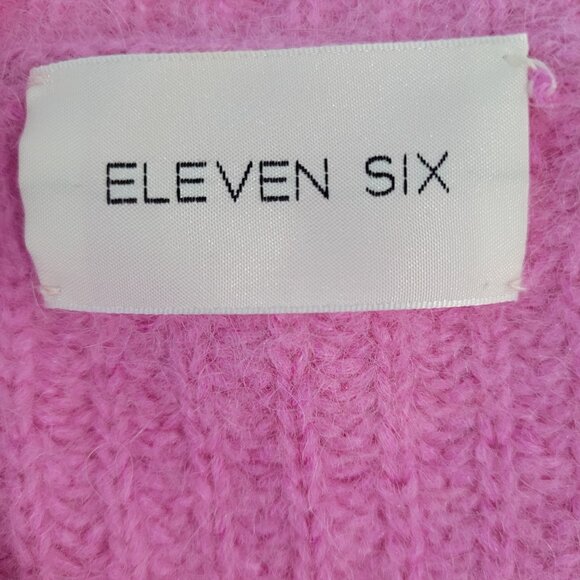 Eleven Six Pink Baby Alpaca Merino Wool Cropped Cardigan Sweater Size Small S - Picture 12 of 12